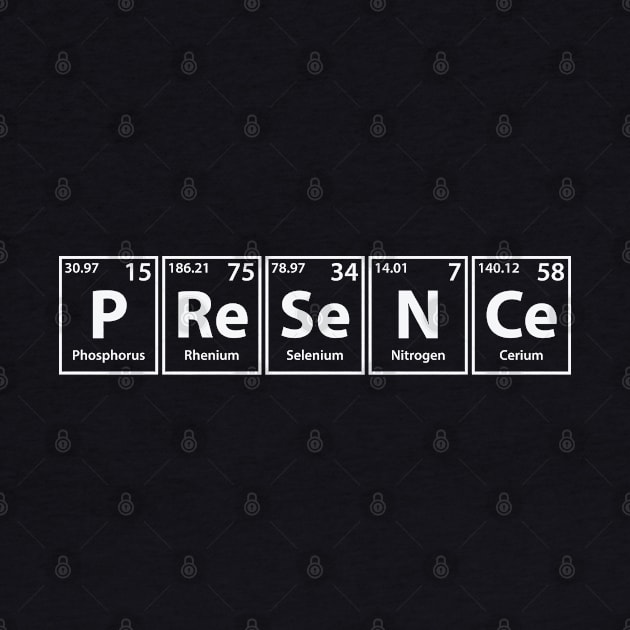 Presence (P-Re-Se-N-Ce) Periodic Elements Spelling by cerebrands